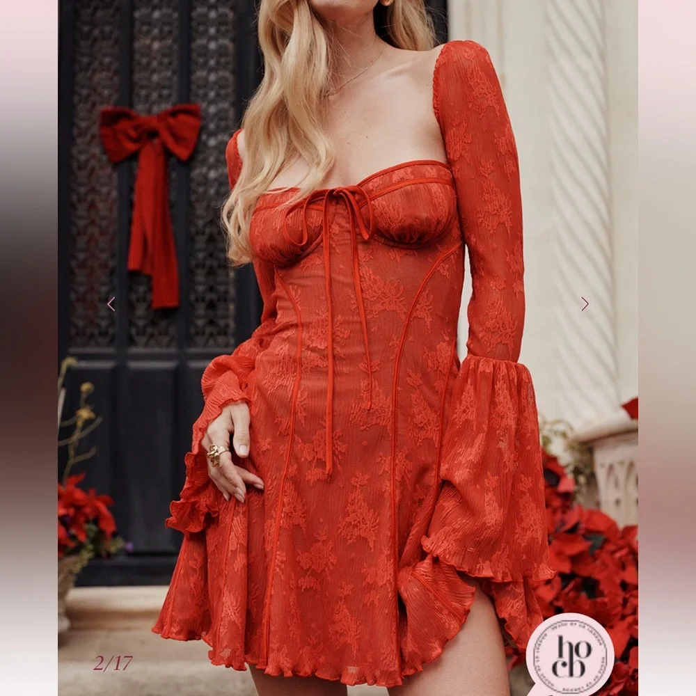 (NEW) House of CB Analissa Scarlet Lace Corset Dress – NWT - Picture 1 of 10